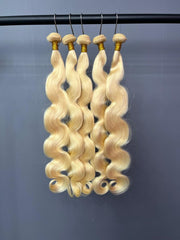 Extensions de cheveux 100 % naturels blonds lisses/ondulés 613